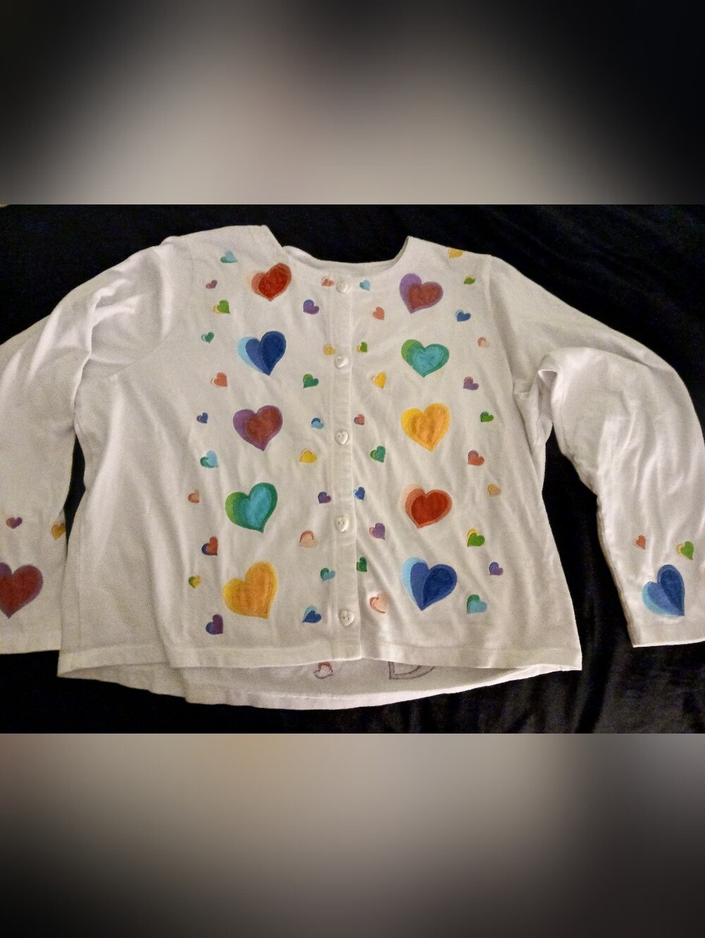 Vintage Michael Simon Embroidered Heart Cardigan- XL